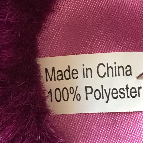 Sharon Deep Plum Dark Magenta Rose Satin Faux Fur Warp Shawl - Picture 13 of 15